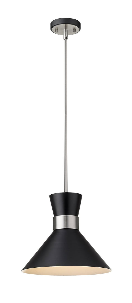 Soriano 1 Light 13.25" Pendant in Matte Black + Brushed Nickel