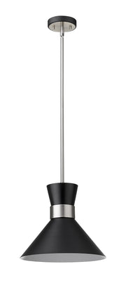 Soriano 1 Light 13.25" Pendant in Matte Black + Brushed Nickel
