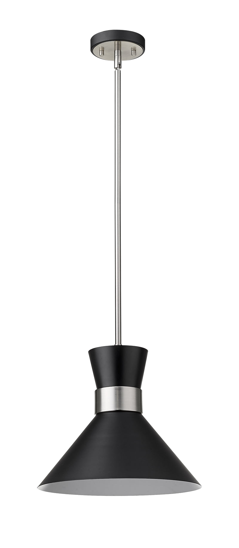 Soriano 1 Light 13.25" Pendant in Matte Black + Brushed Nickel