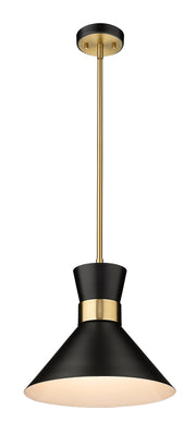 Soriano 1 Light 13.25" Pendant in Matte Black + Heritage Brass