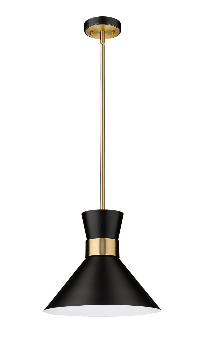 Soriano 1 Light 13.25" Pendant in Matte Black + Heritage Brass