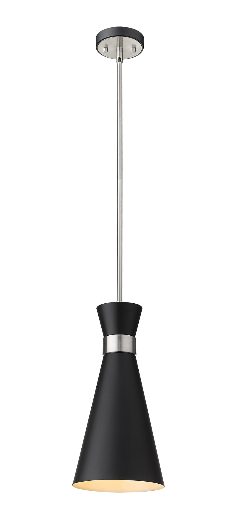 Soriano 1 Light 8" Pendant in Matte Black + Brushed Nickel