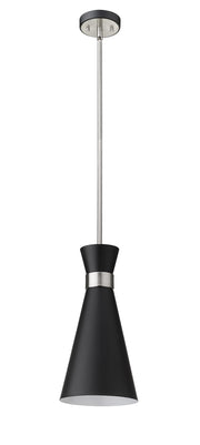 Soriano 1 Light 8" Pendant in Matte Black + Brushed Nickel