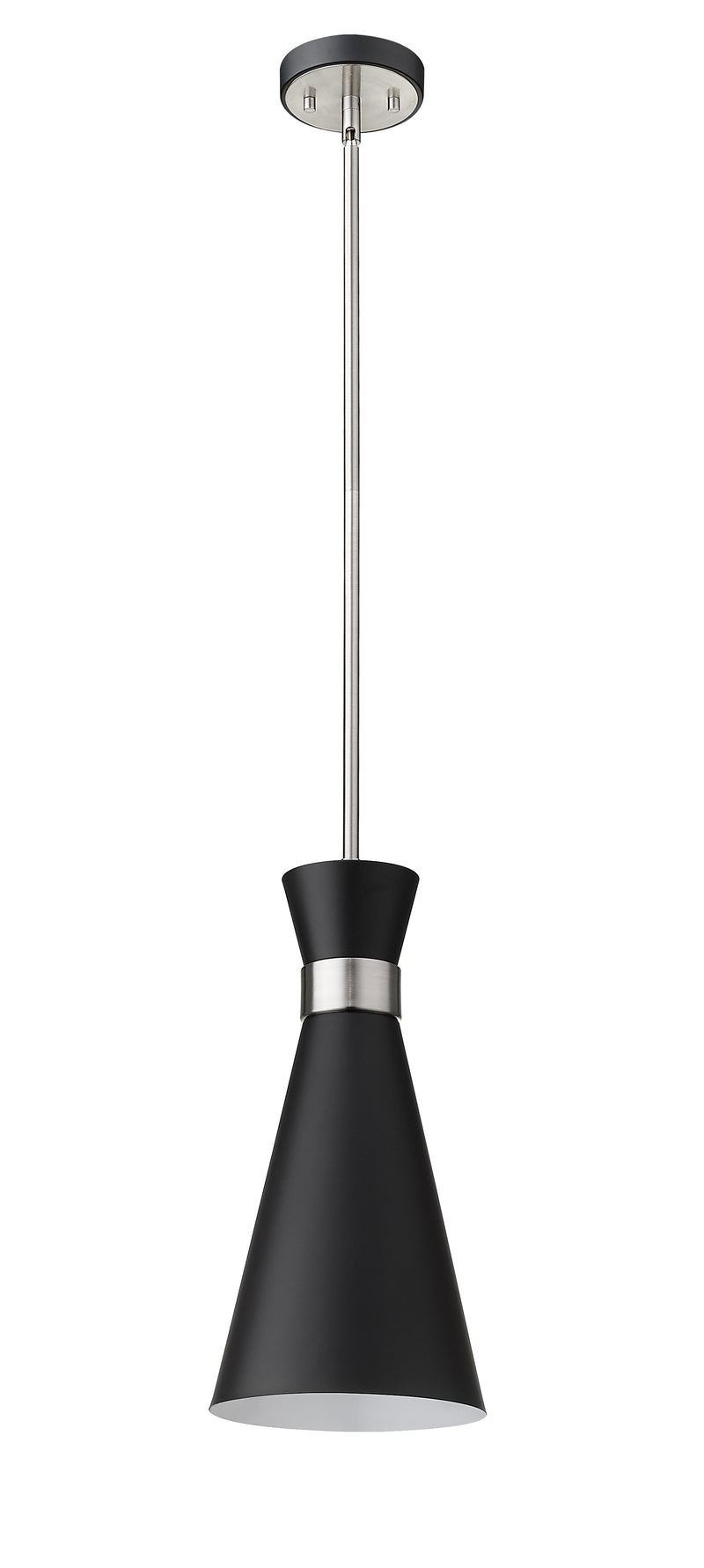 Soriano 1 Light 8" Pendant in Matte Black + Brushed Nickel