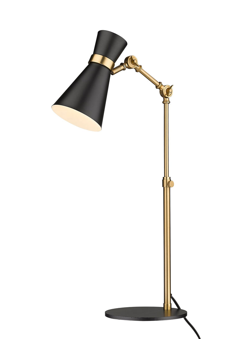 Soriano 1 Light 13.75" Table Lamp in Matte Black + Heritage Brass