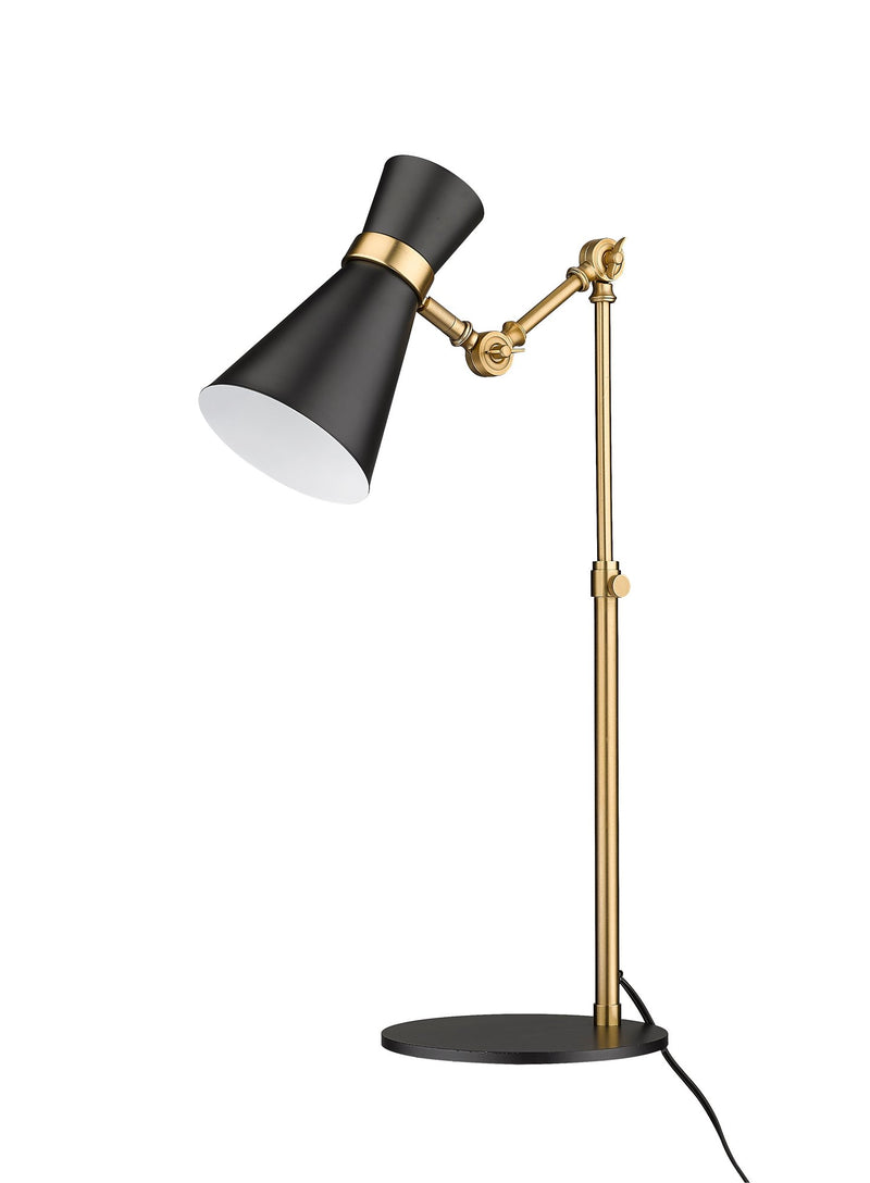 Soriano 1 Light 13.75" Table Lamp in Matte Black + Heritage Brass