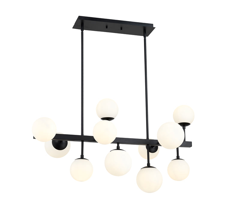 Midnetic 11 Light 38.25" Linear Pendant in Matte Black