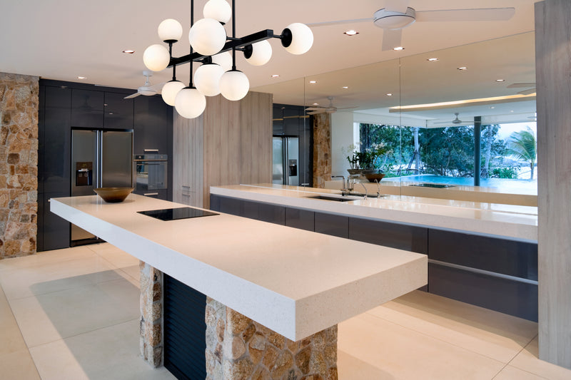 Midnetic 11 Light 38.25" Linear Pendant in Matte Black in a room setting