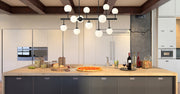 Midnetic 13 Light 45.5" Linear Pendant in Matte Black in a room setting