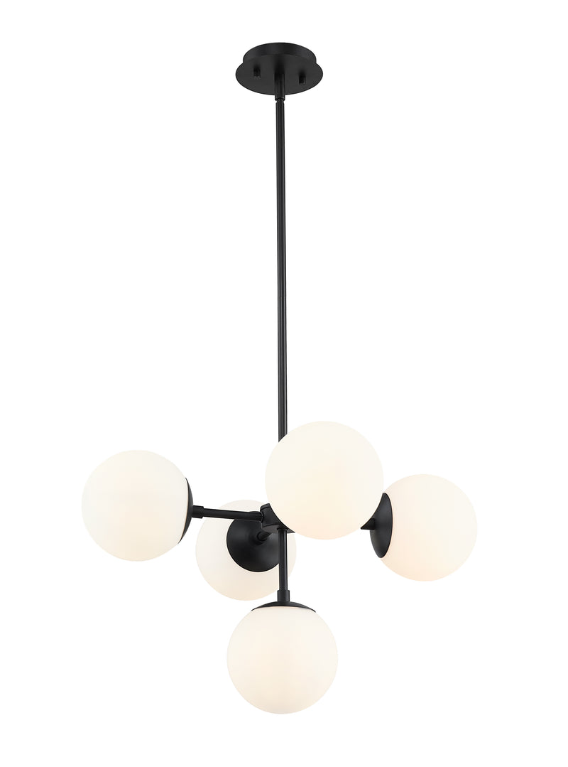Midnetic 5 Light 22.25" Pendant in Matte Black