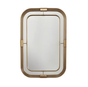 Rectangle Piped Metal Frame Mirror in Aged Brass Mirror