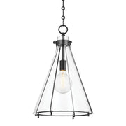 Eldridge 14" Clear Glass Pendant in Old Bronze