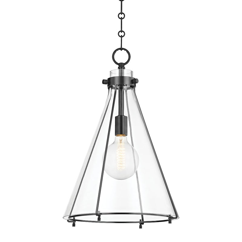 Eldridge 14" Clear Glass Pendant in Old Bronze