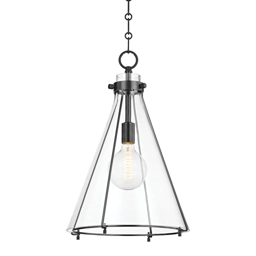 Eldridge 14" Clear Glass Pendant in Old Bronze
