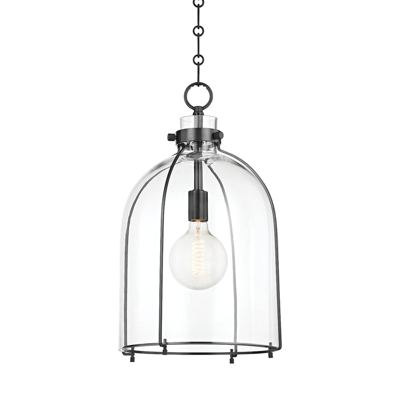Eldridge 15.5" Clear Glass Pendant in Old Bronze