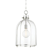 Eldridge 15.5" Clear Glass Pendant in Polished Nickel