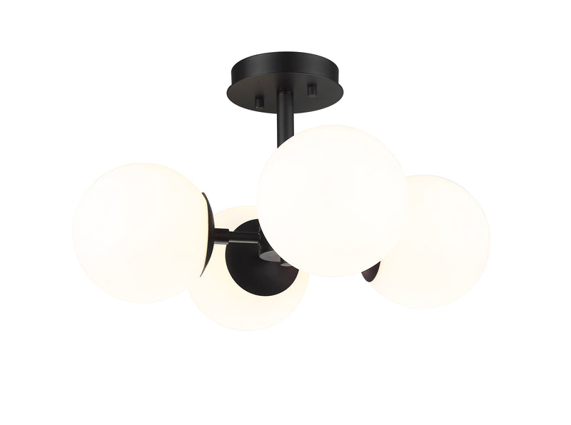 Midnetic 4 Light 18" Semi Flush Mount in Matte Black