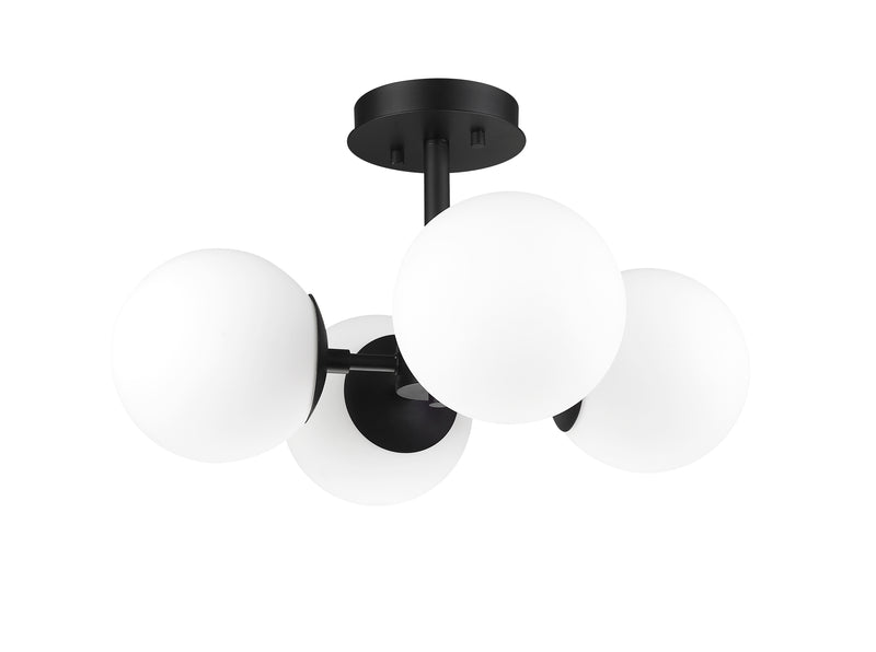 Midnetic 4 Light 18" Semi Flush Mount in Matte Black