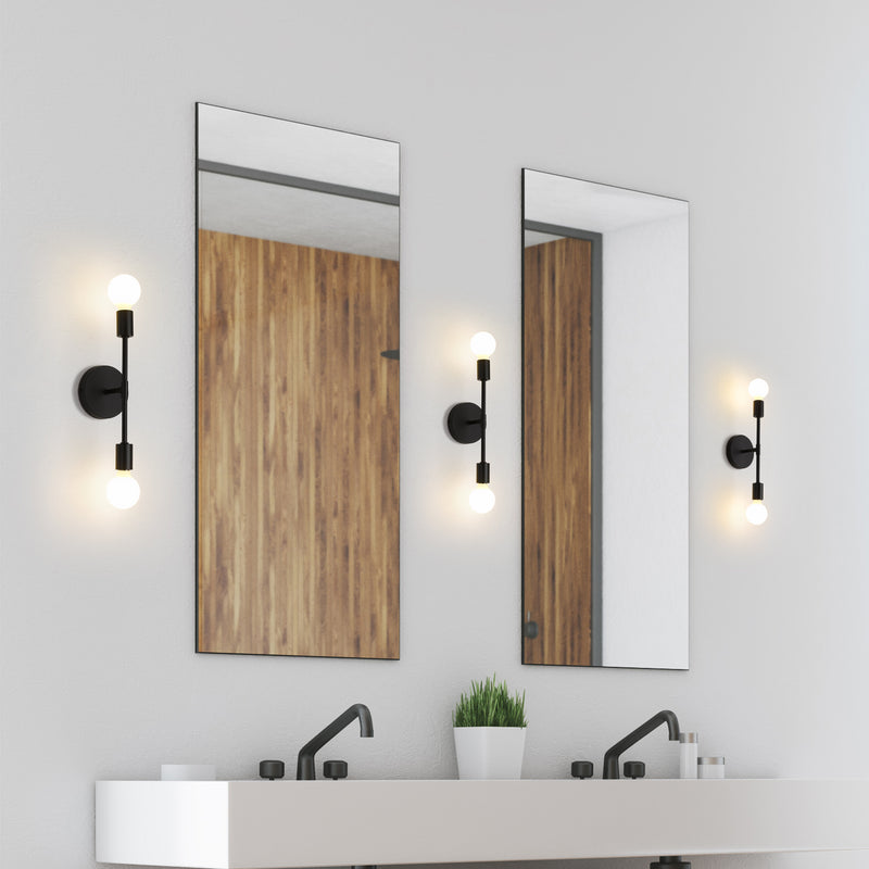 Modernist 2 Light 5" Wall Sconce in Matte Black in a room setting