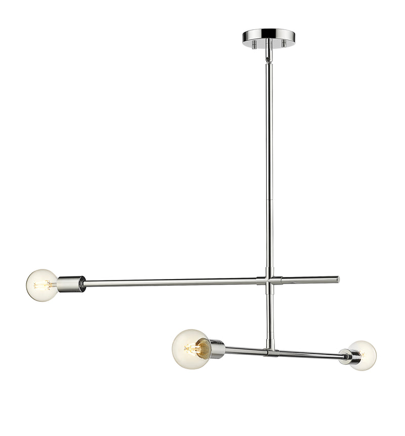 Modernist 3 Light 4.75" Chandelier, Chrome in Chrome