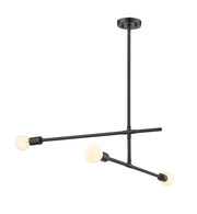 Modernist 3 Light 4.75" Chandelier, Matte Black in Matte Black