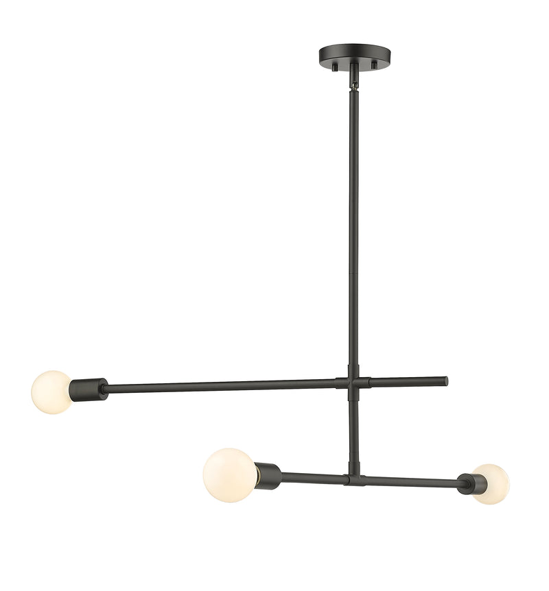 Modernist 3 Light 4.75" Chandelier, Matte Black in Matte Black