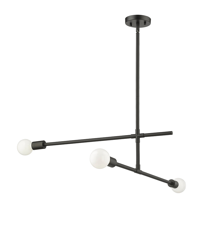 Modernist 3 Light 4.75" Chandelier, Matte Black in Matte Black