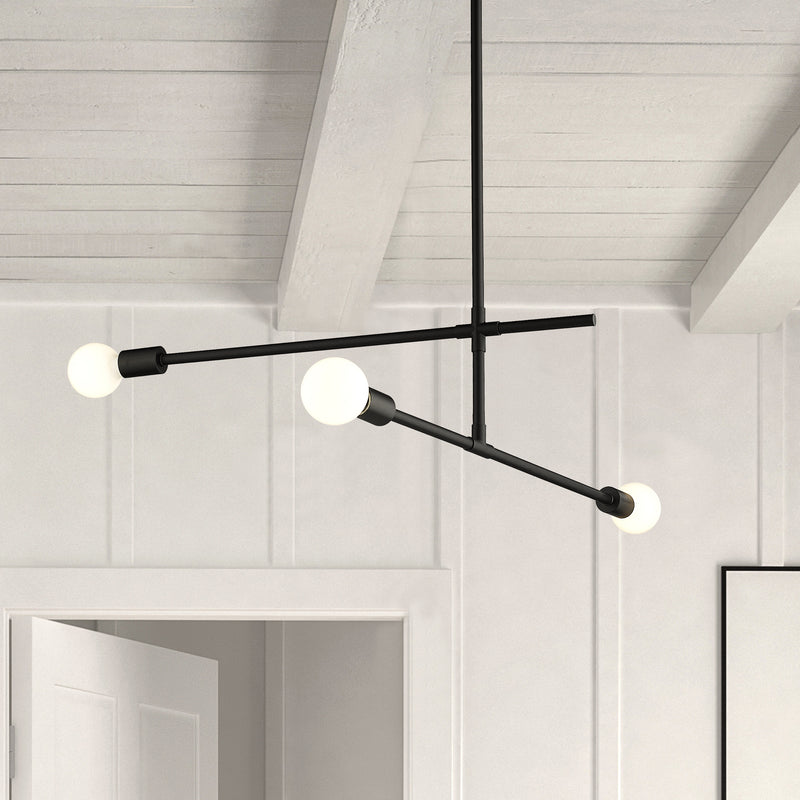 Modernist 3 Light 4.75" Chandelier, Matte Black in Matte Black in a room setting