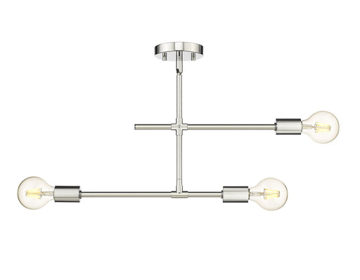 Modernist 3 Light 4.75" Semi Flush Mount in Chrome