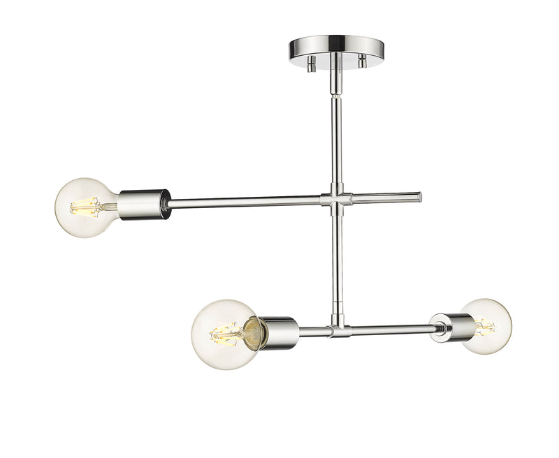 Modernist 3 Light 4.75" Semi Flush Mount in Chrome