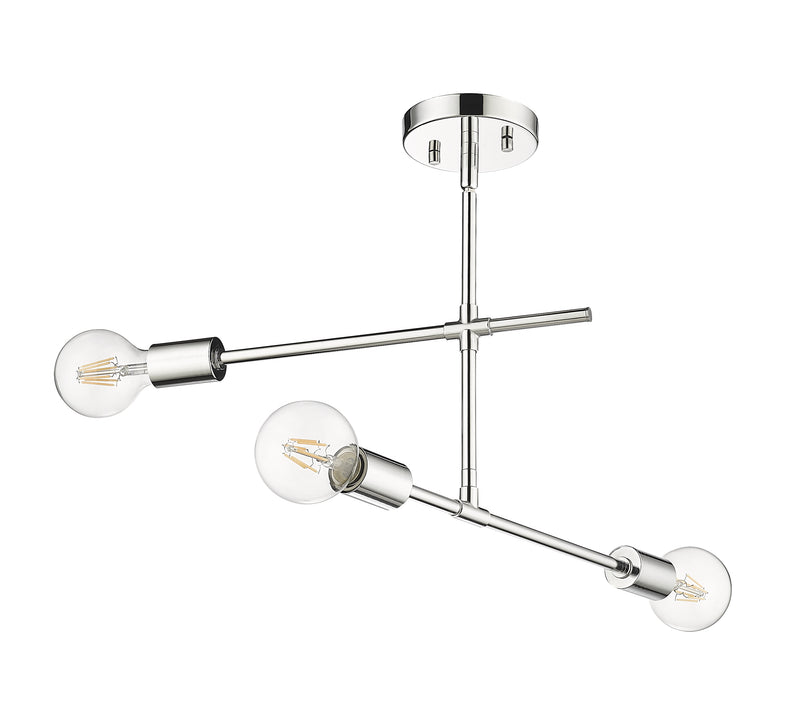 Modernist 3 Light 4.75" Semi Flush Mount in Chrome