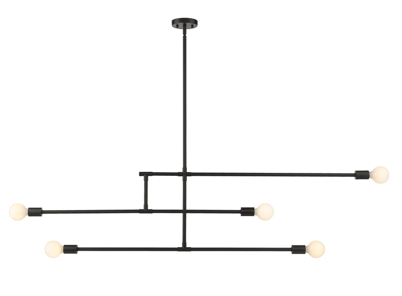 Modernist 5 Light 4.75" Chandelier, Matte Black in Matte Black