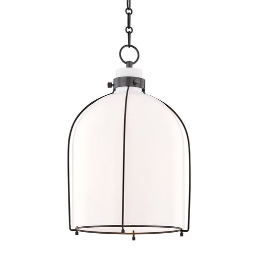 Eldridge 14" Opal Glass Pendant in Old Bronze