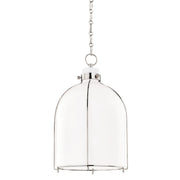 Eldridge 14" Opal Glass Pendant in Polished Nickel