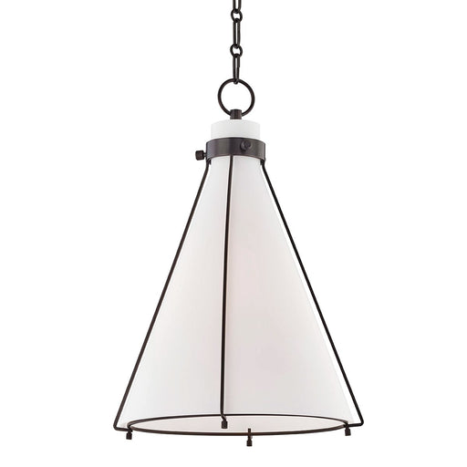 Eldridge 15.5" Etched Opal Glass Pendant in Old Bronze