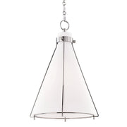 Eldridge 15.5" Etched Opal Glass Pendant in Polished Nickel