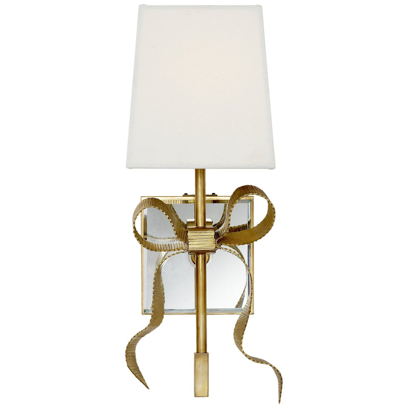 Ellery Gros-Grain Bow Small Wall Sconce in Soft Brass