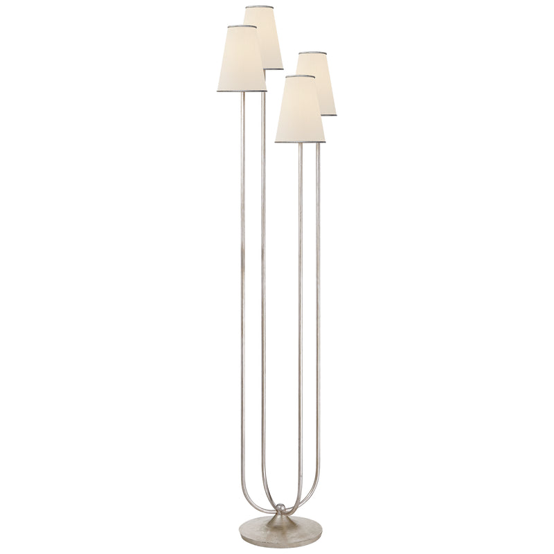 Montreuil Four Light Floor Lamp in Burnished Silver Leaf