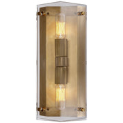 Clayton 12.5" 2-Light Wall Sconce in Crystal and Hand-Rubbed Antique Brass