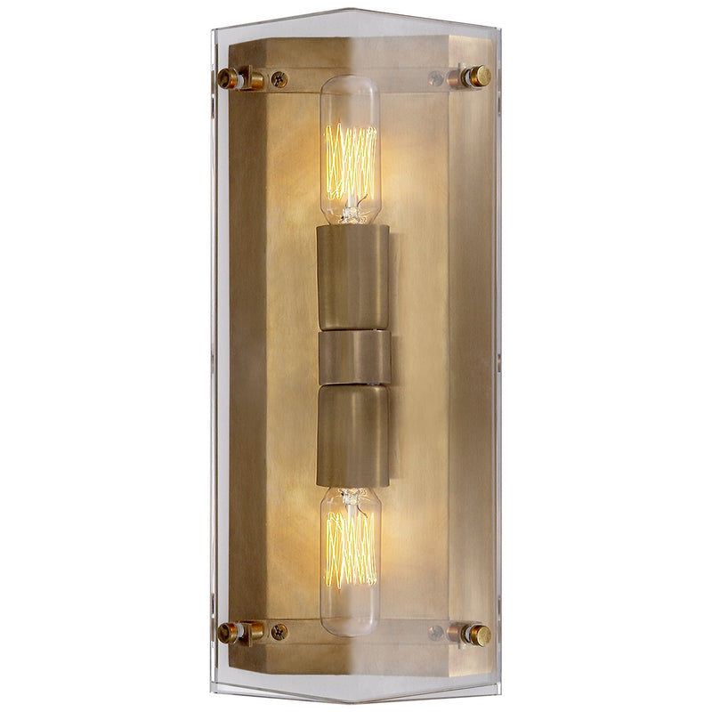 Clayton 12.5" 2-Light Wall Sconce in Crystal and Hand-Rubbed Antique Brass