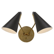 Clemente Double 2-Light Swing Arm Wall Lamp in Hand-Rubbed Antique Brass