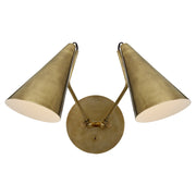 Clemente Double 2-Light Swing Arm Wall Lamp in Hand-Rubbed Antique Brass