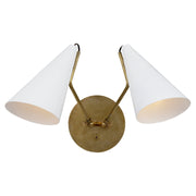 Clemente Double 2-Light Swing Arm Wall Lamp in Hand-Rubbed Antique Brass