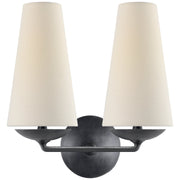 Fontaine Double 2-Light Wall Sconce in Aged Iron