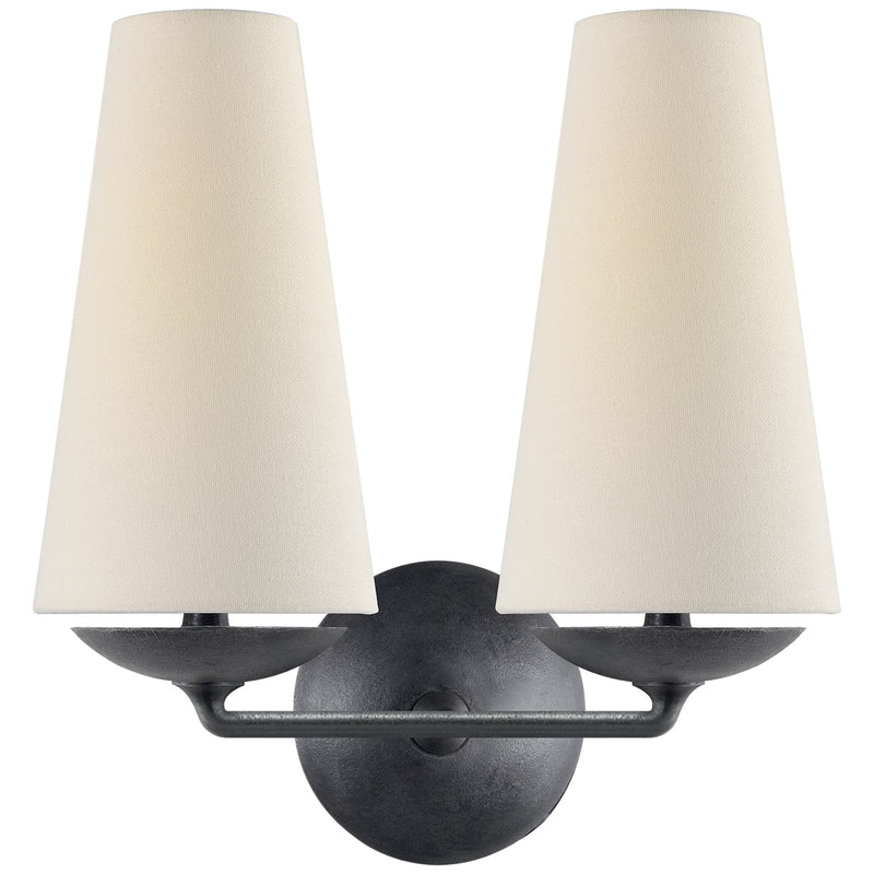 Fontaine Double 2-Light Wall Sconce in Aged Iron