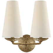 Fontaine Double 2-Light Wall Sconce in Gilded Plaster