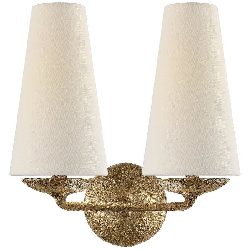 Fontaine Double 2-Light Wall Sconce in Gilded Plaster