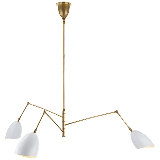 Sommerard Three Light Chandelier in Hand-Rubbed Antique Brass and White