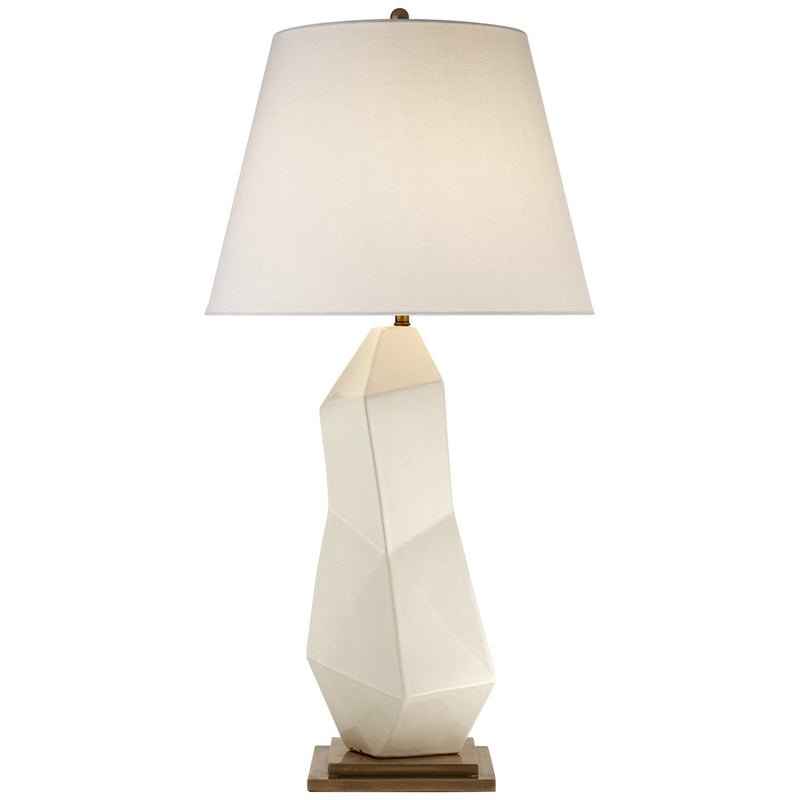 Bayliss Table Lamp in White Leather Ceramic