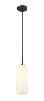 Monty 1 Light 5.25" Pendant, 17" Tall in Matte Black